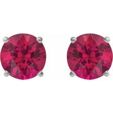 Sterling Silver 7 mm Lab-Grown Ruby Stud Earrings